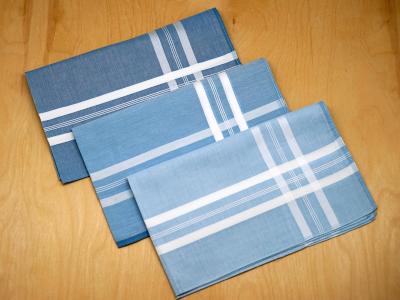 Set of 3 Multiple Blue Striped Mens Handkerchiefs