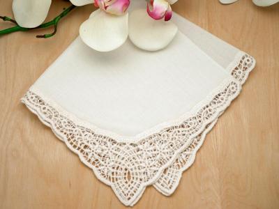 Ivory Starlight German Plauen Lace Ladies Handkerchief