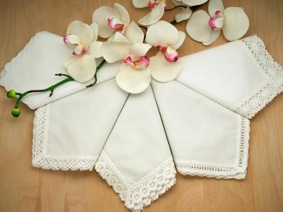 Bridal Set of 5 Different Ivory Wedding Handkerchiefs