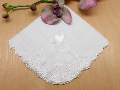 Wedding Dress Embroidered Linen Handkerchief