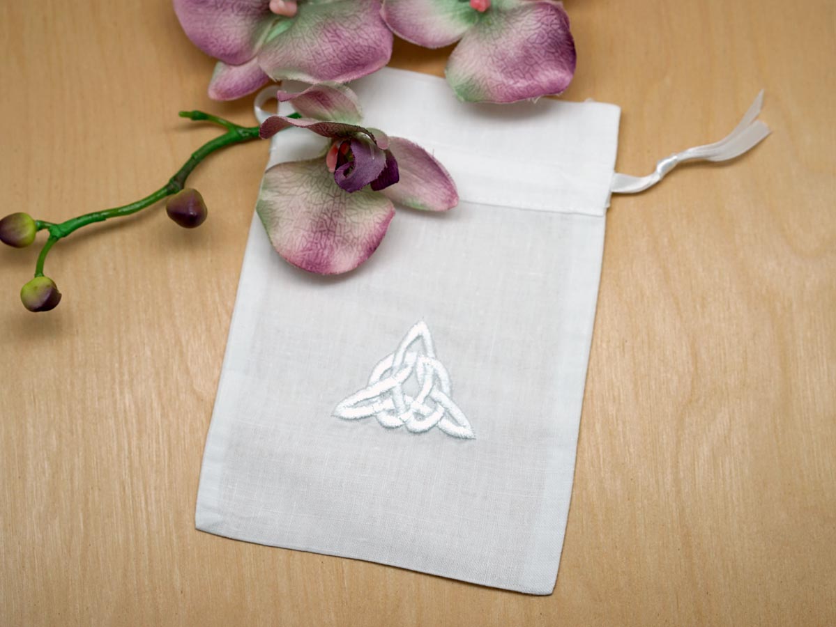 Set of 3 Celtic Knot Linen Drawstring Pouch