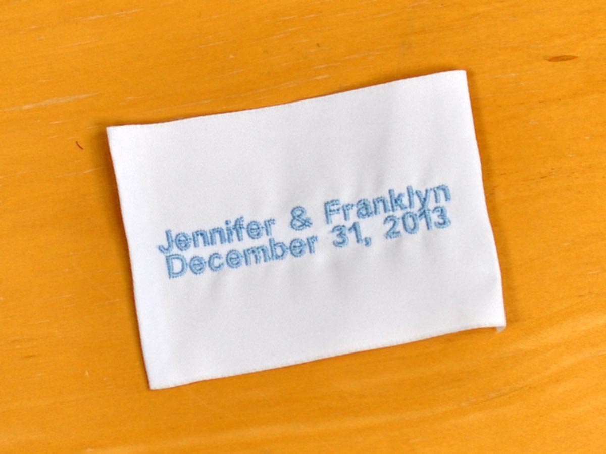 Personalized Wedding Dress Label w/ Names and Date