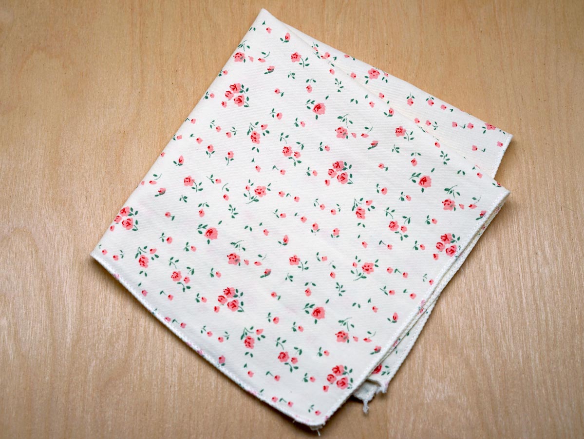 Classic Print Ladies Handkerchief with Pink Rose Buds