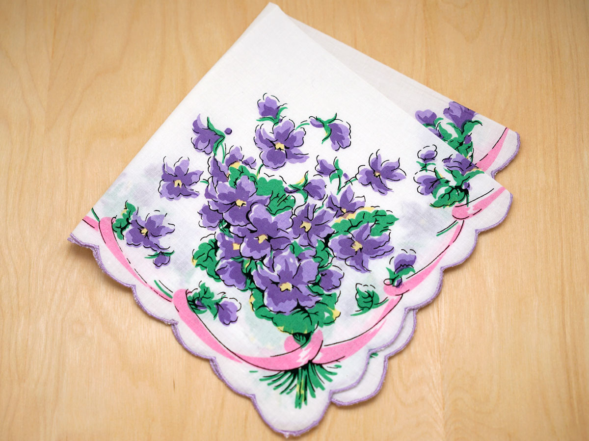 Vintage Inspired Violet Bouquet Print Hankie