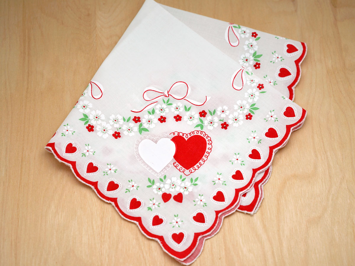 Vintage Inspired Hearts Print Hankie