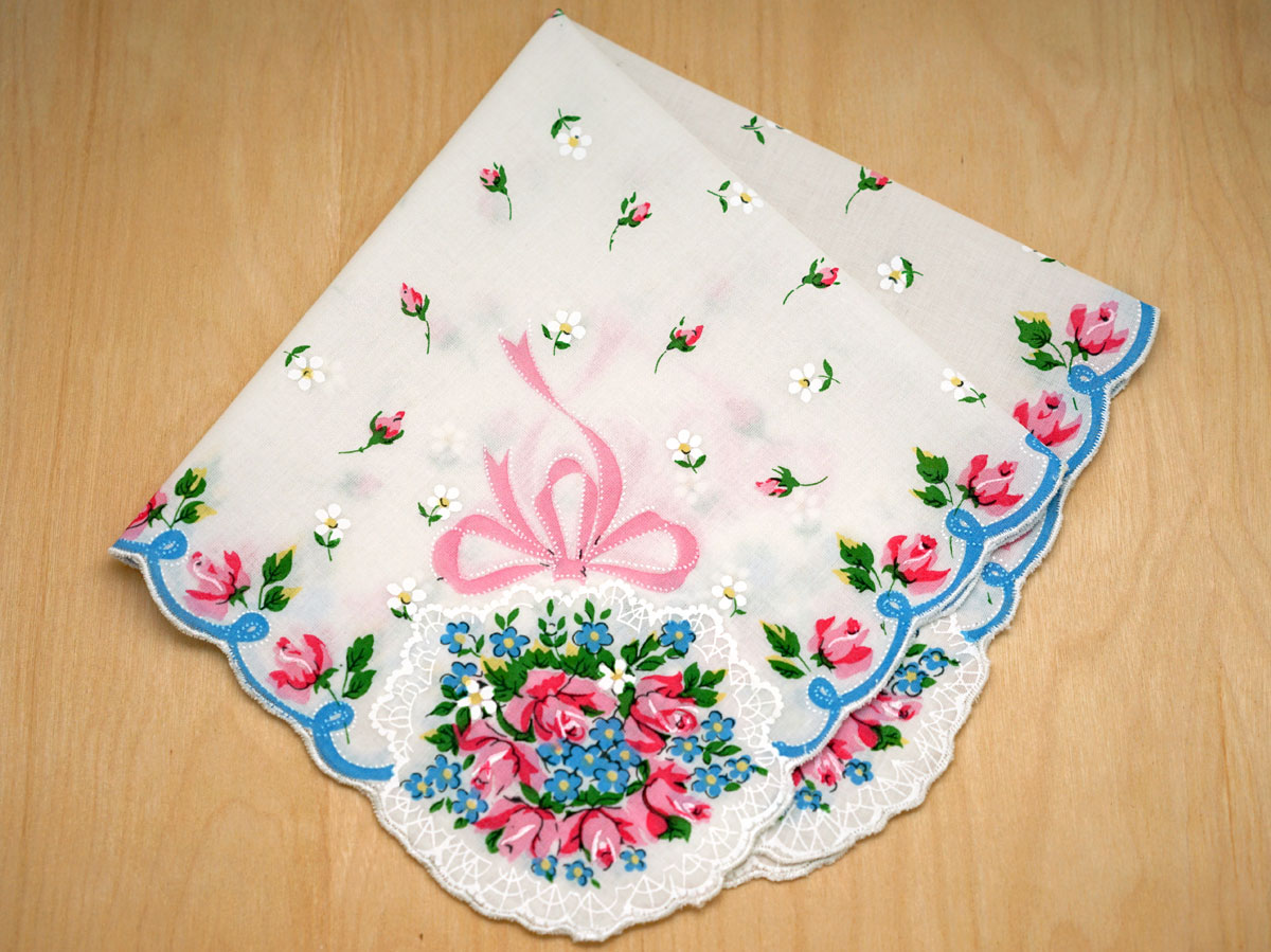Vintage Inspired Wedding Bouquet Print Hankie