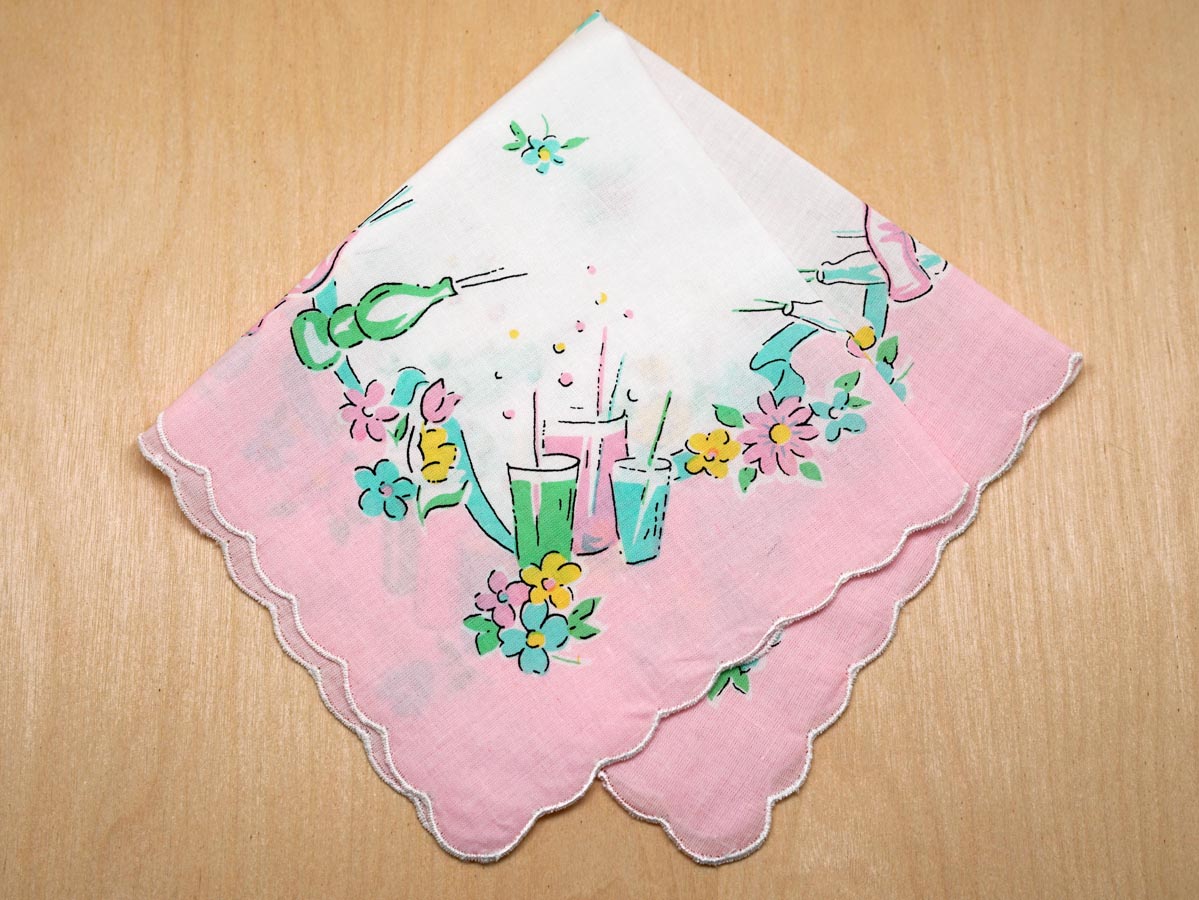 Vintage Inspired Cocktail Party Print Handkerchief