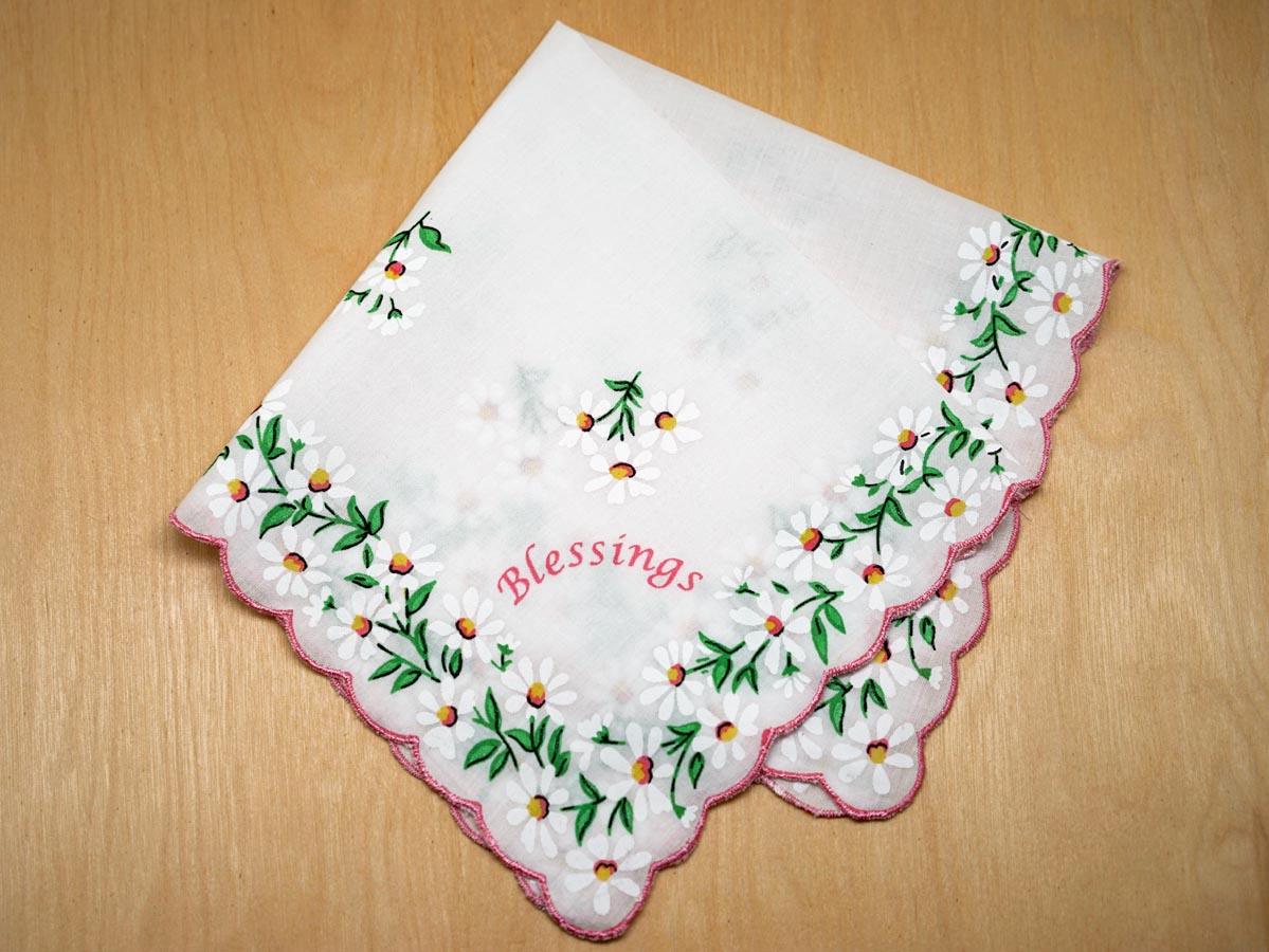 Vintage Inspired Daisy Blessings Print Hankie