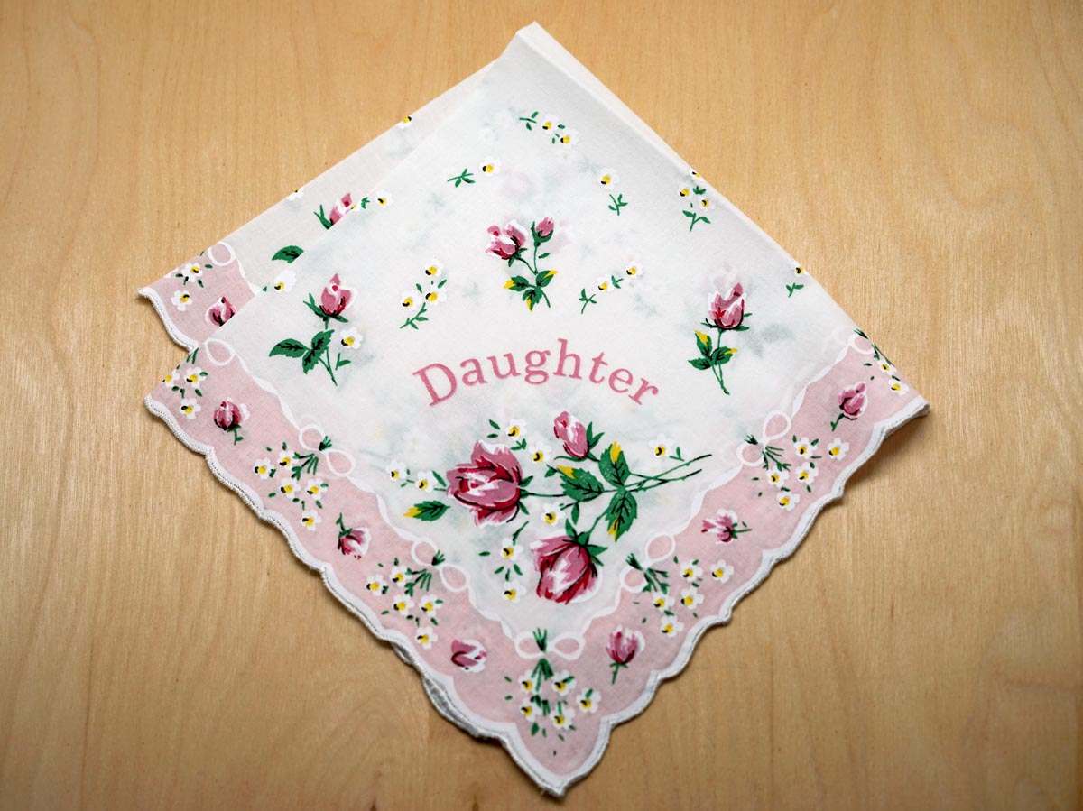 Vintage Inspired Daughter Rose Print Hankie