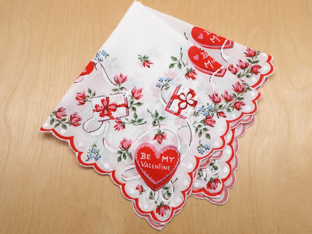 Vintage Inspired Valentines Be Mine Print Hankie