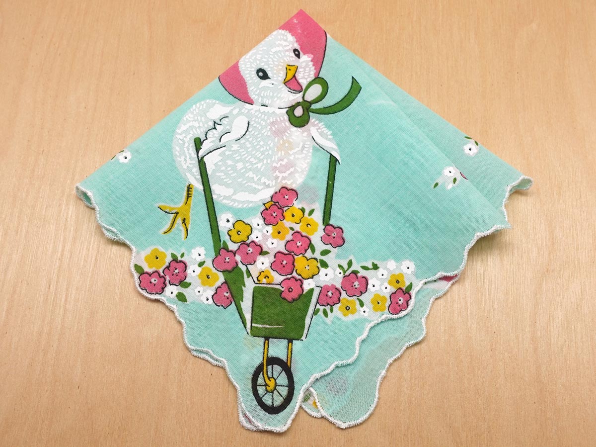 Vintage Inspired Floral Chick Print Hankie