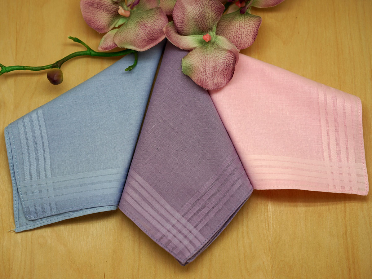 Set of 3 Pastel Colored Ladies Handkerchiefs