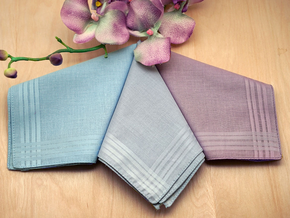 Set of 3 Purple and Blues Ladies Handkerchiefs