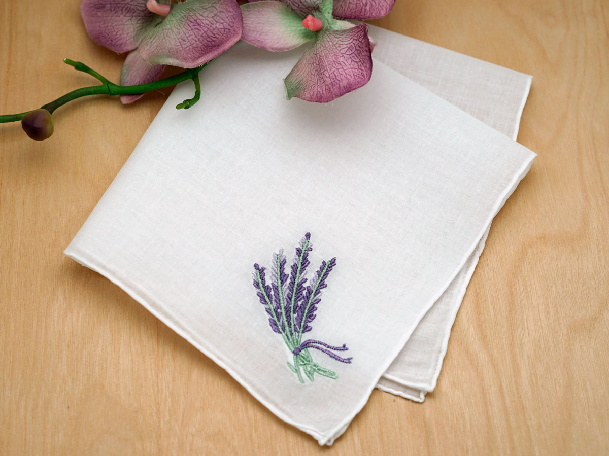 Set of 3 Embroidered Wildflower Handkerchiefs