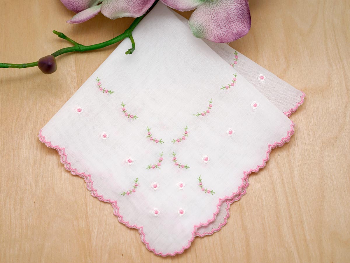 Swiss Sweet Pink Bridal Handkerchief