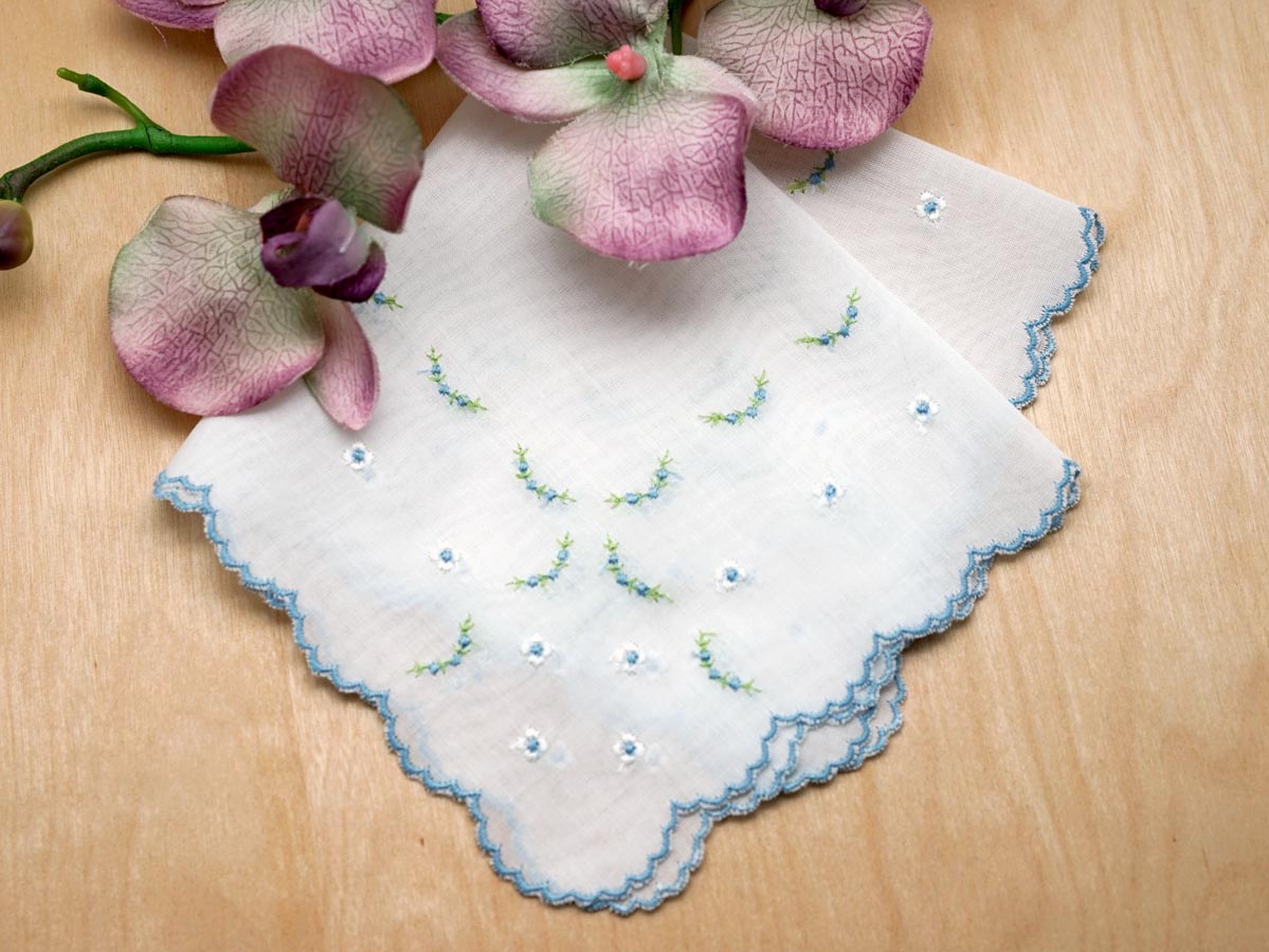 Swiss Sweet Blue Bridal Handkerchief