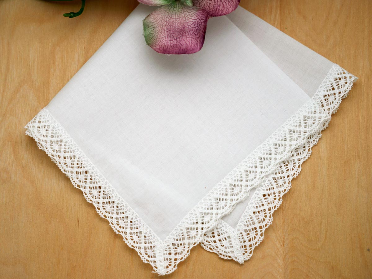 Set of 3 Cathedral Lace Wedding Handkerchiefs