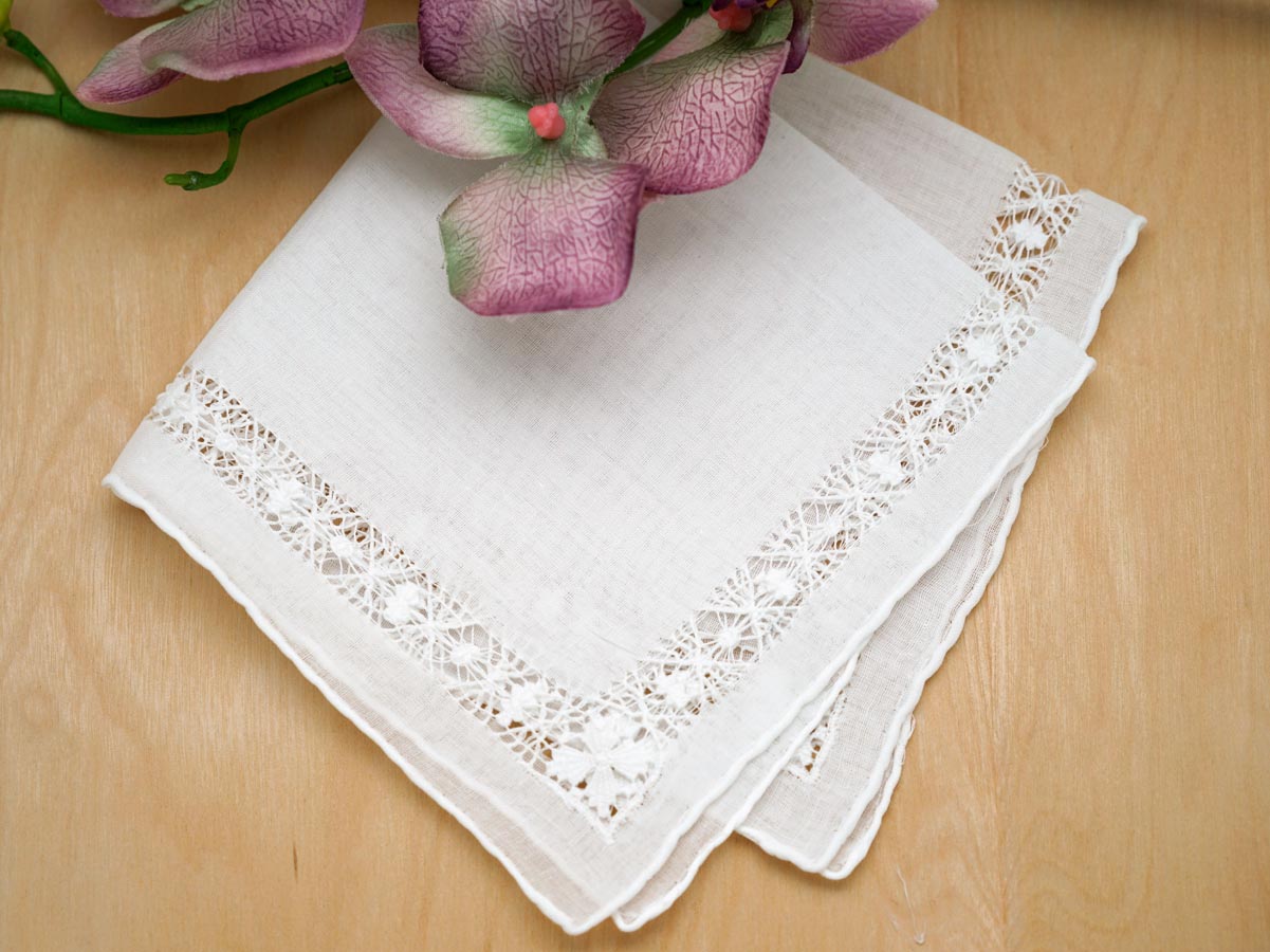 Drawnwork Lace Wedding Bridal Handkerchief