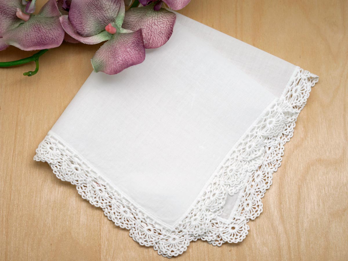 Set of 3 Fan Cluny Wedding Handkerchiefs