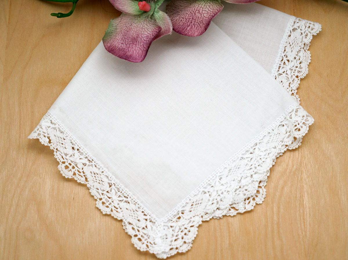 Set of 3 Floral Cluny Lace Wedding Handkerchiefs
