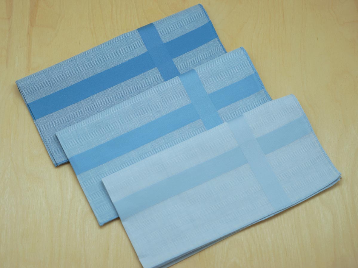 Set of 3 Variety Blue Mens Handkerchiefs