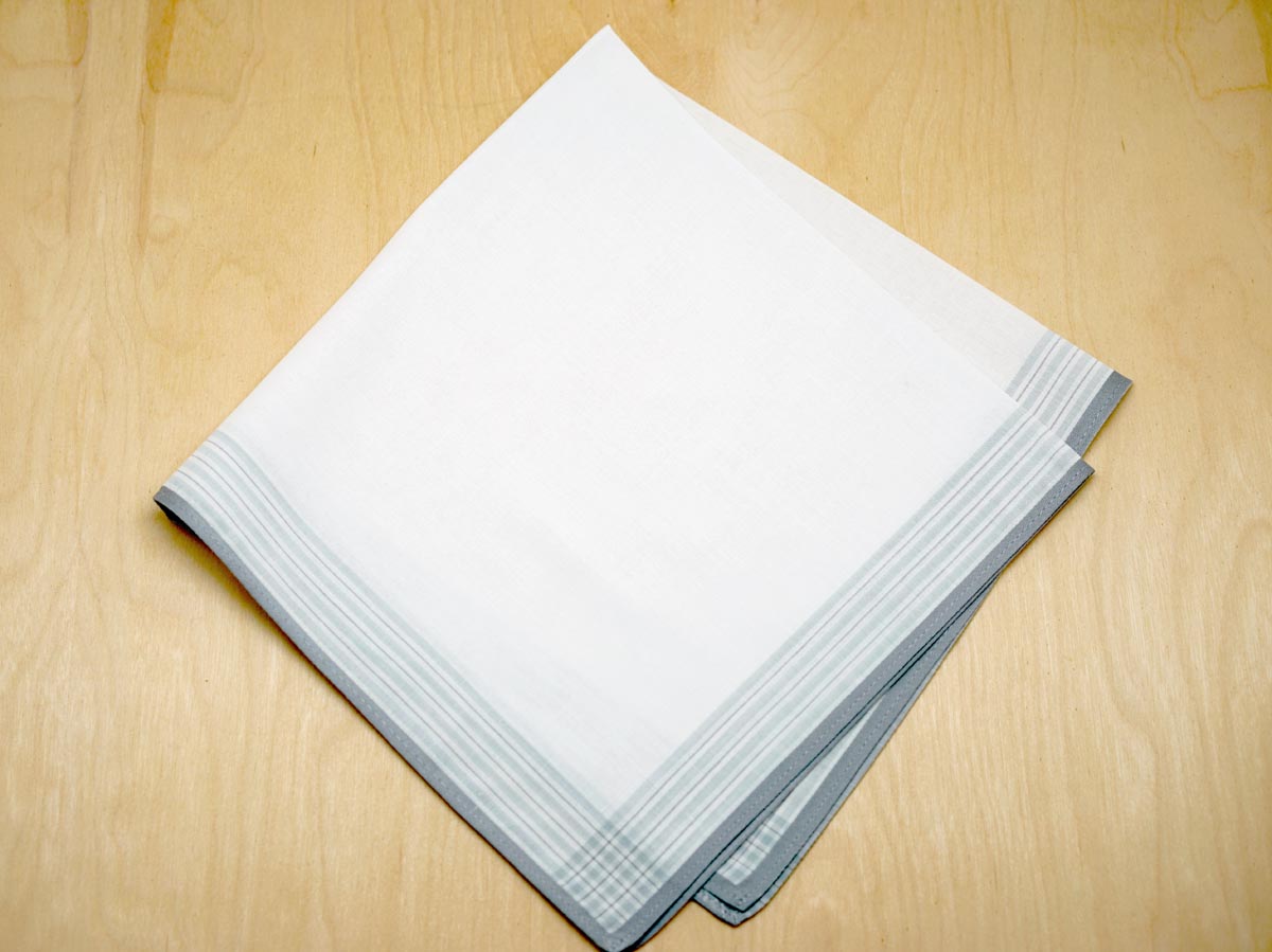 Set of 3 Grey Striped Band Mens Handkerchiefs