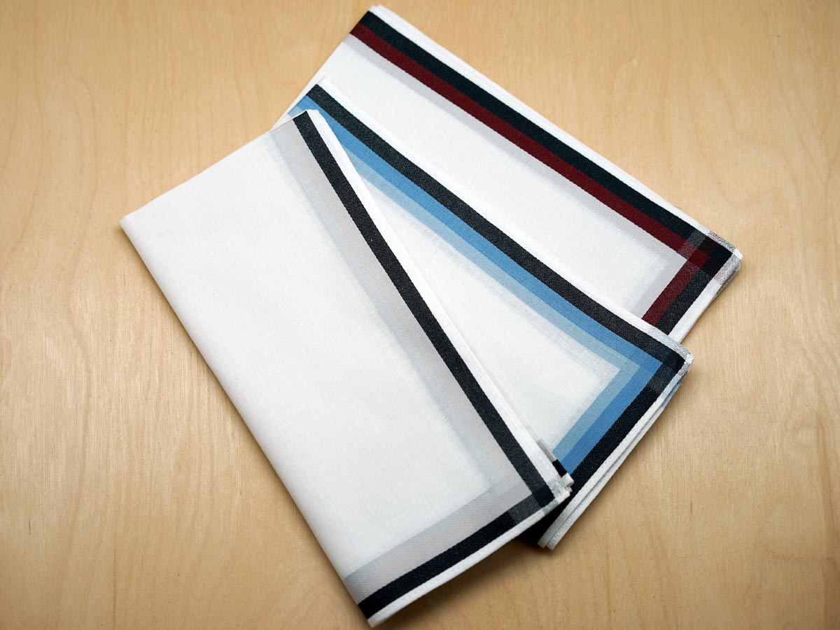 Set of 3 Mixed Color Band Mens Handkerchiefs