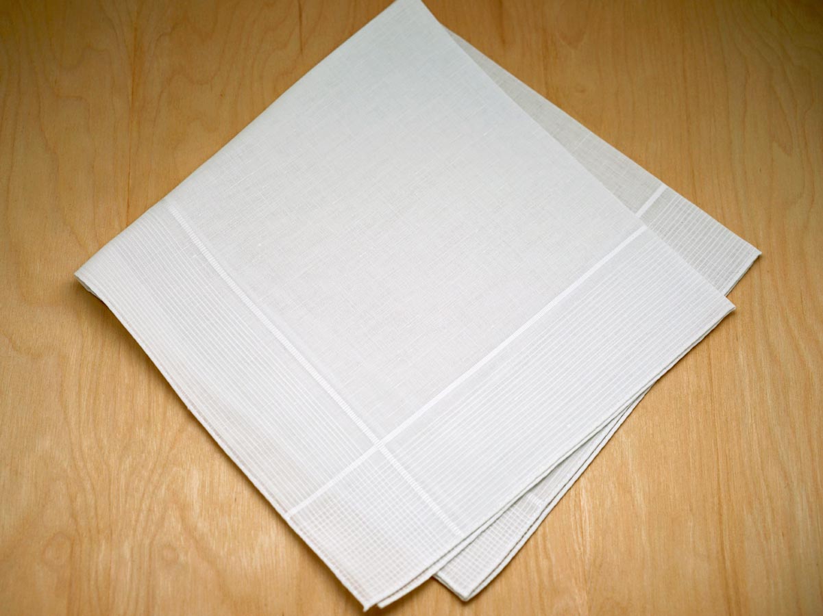 White Striped Mens Linens Handkerchief