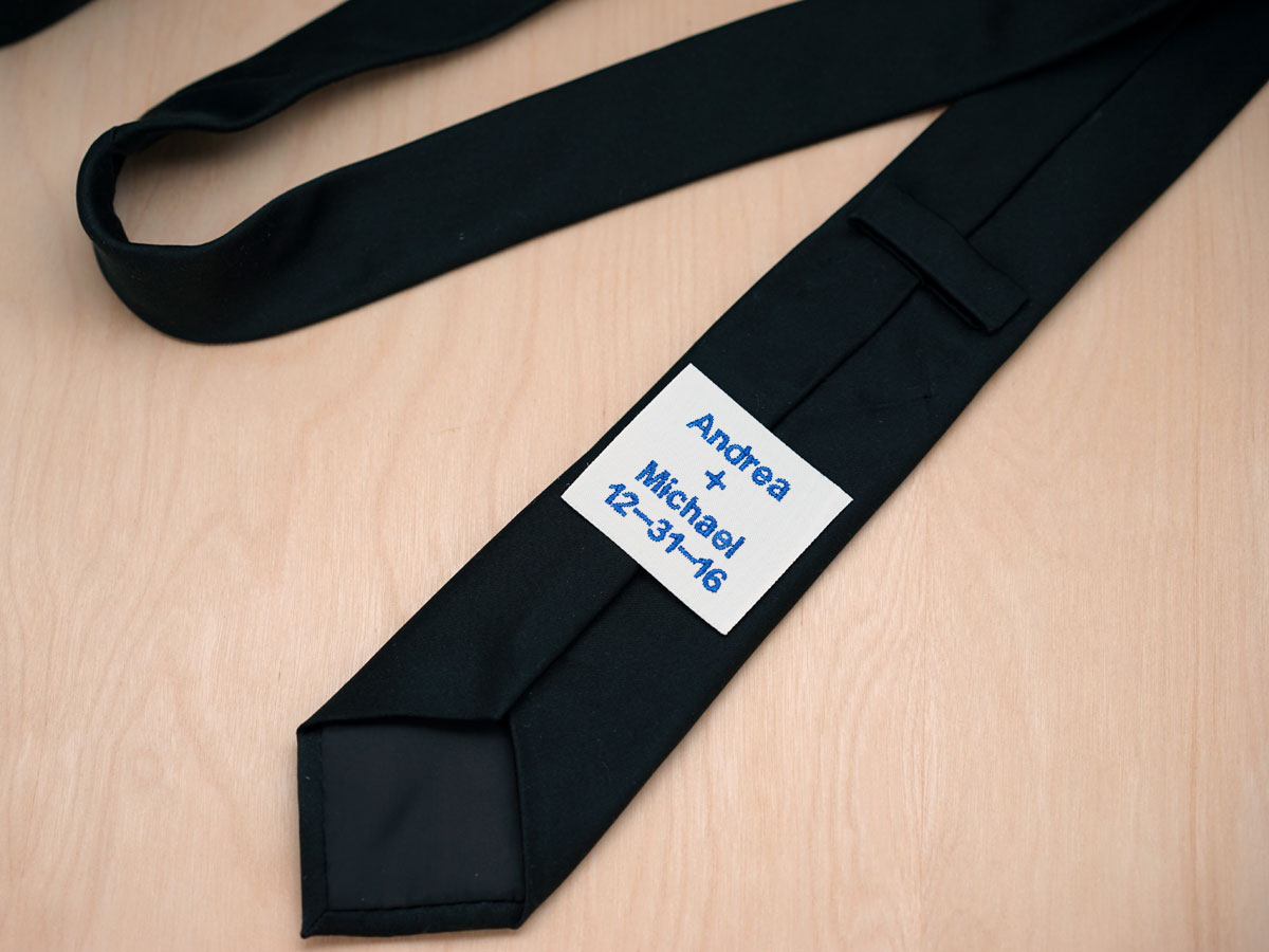 Personalized Tie Label w/Names And Date