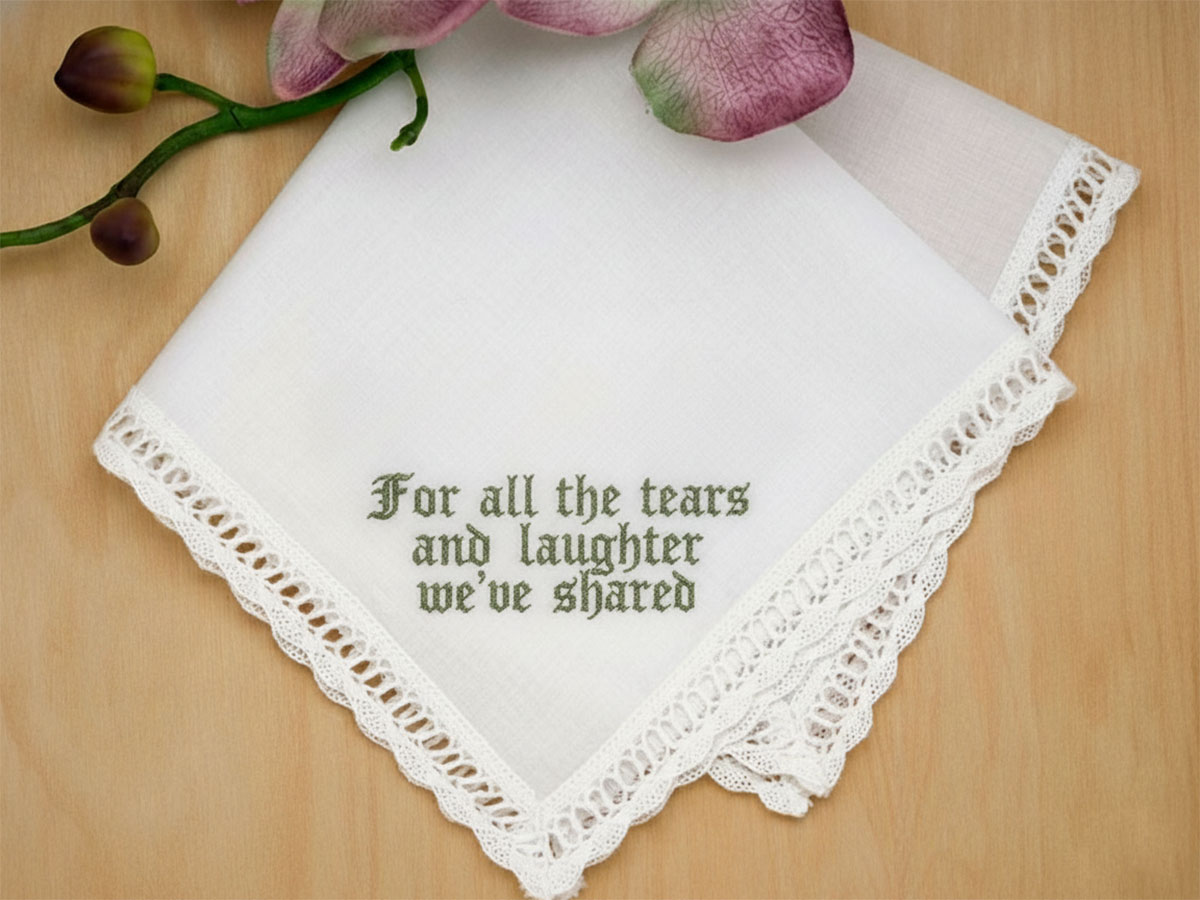 Personalized Sentiment Handkerchief w/ 4 Lines Font K