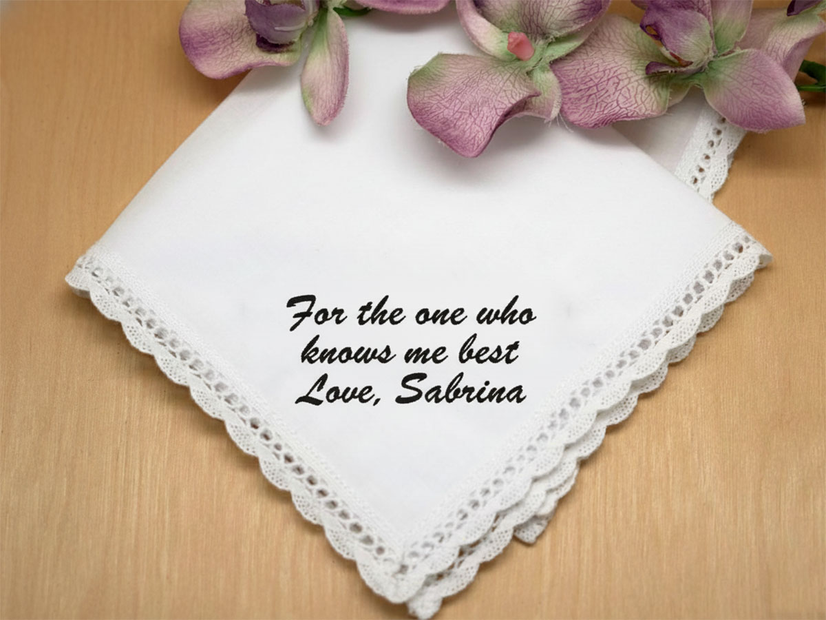 Personalized Thank You Handkerchief w/ 4 Lines Font L