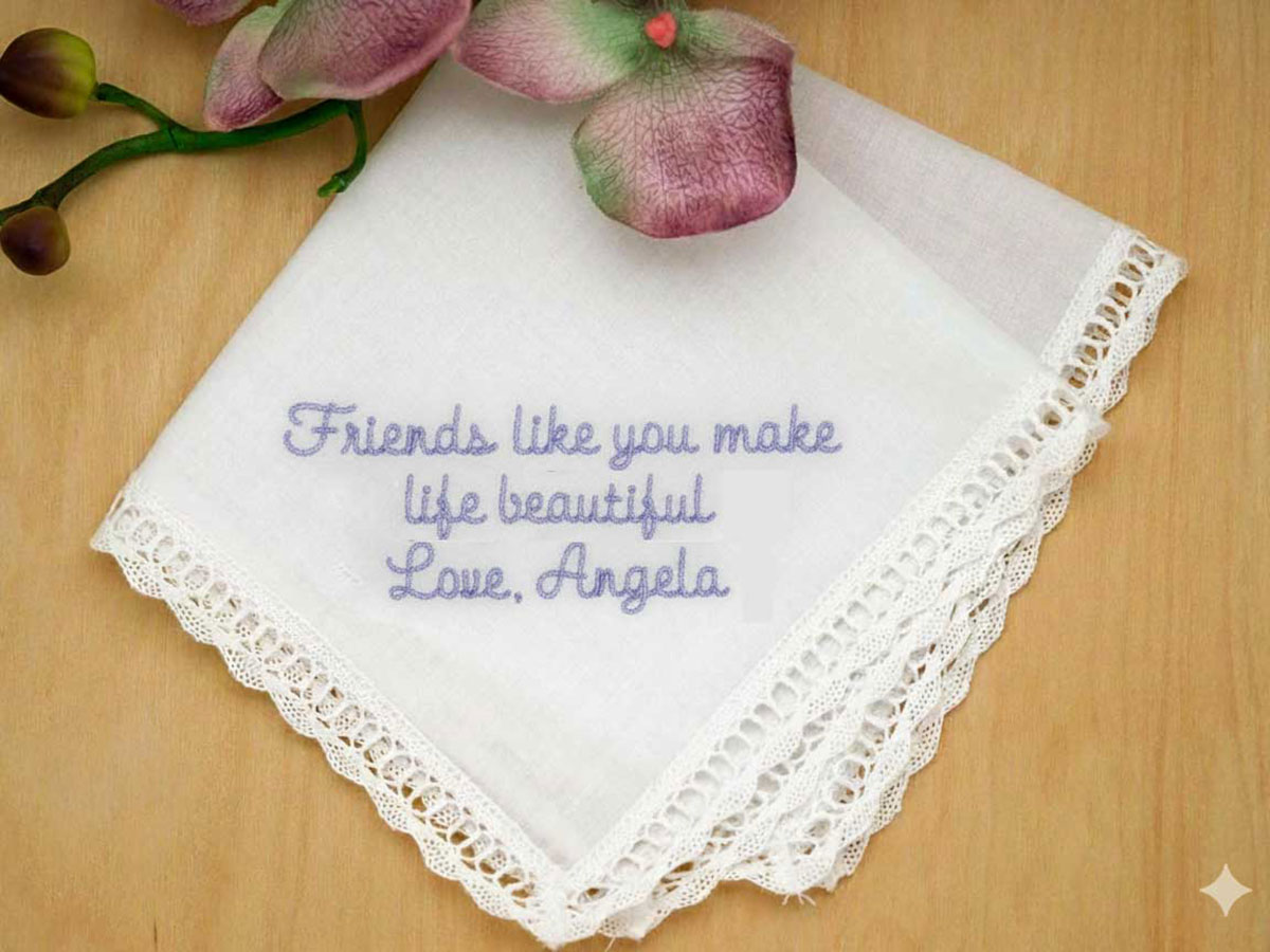 Personalized Friendship Handkerchief w/ 4 Lines Font N