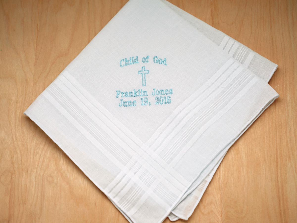 Child Of God Boys Personalized Hankie Font H
