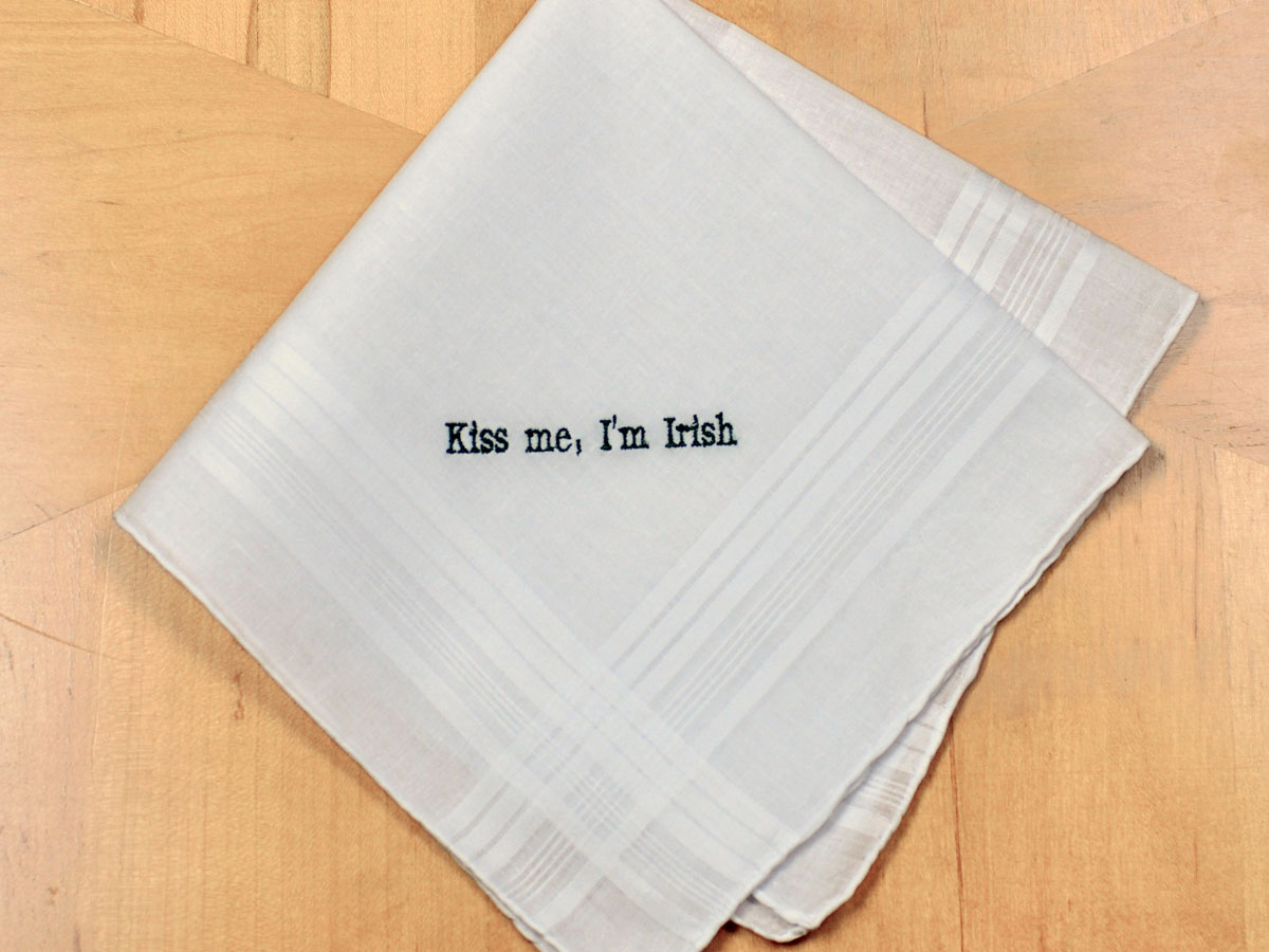 Personalized Up To Four Lines St Patricks Day Mens Hankie Font H