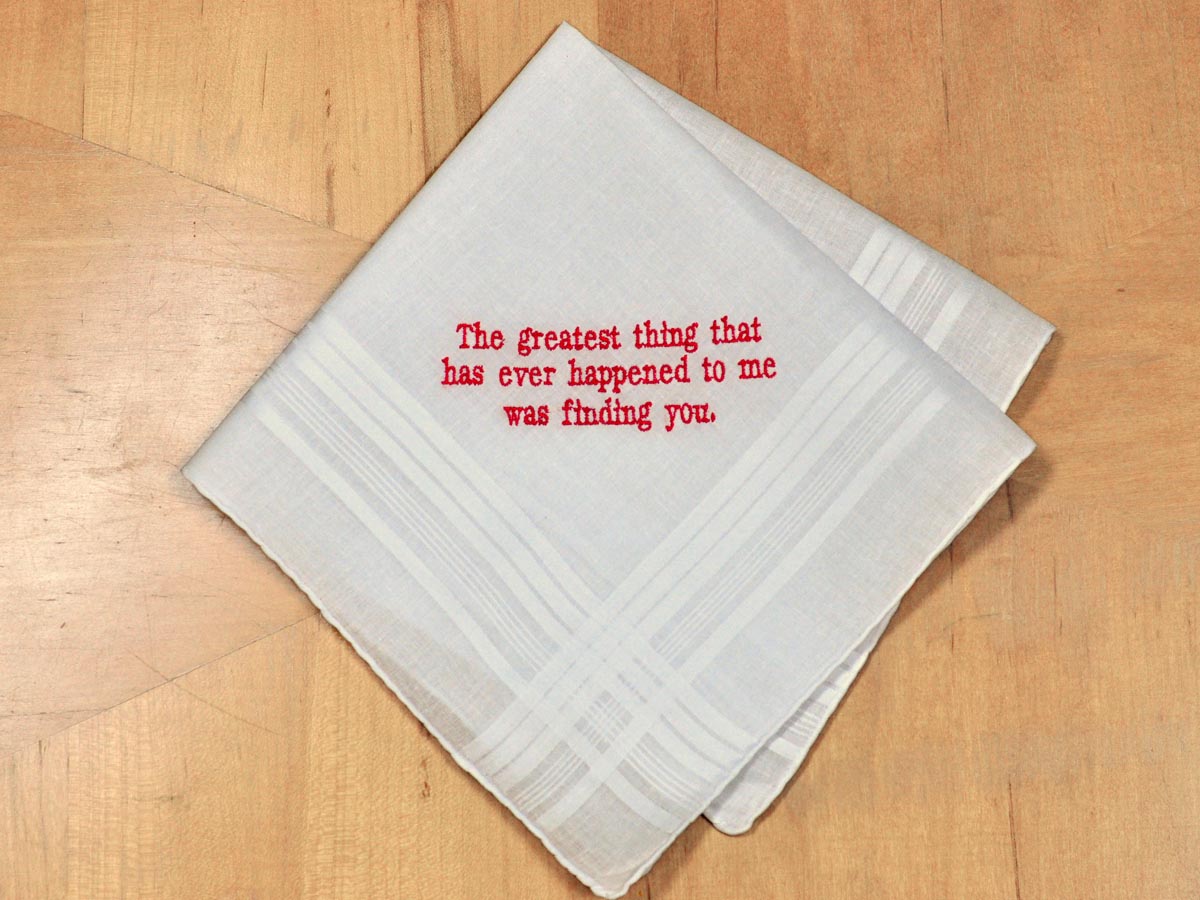 Personalized Up To Four Lines Valentines Mens Hankie Font H