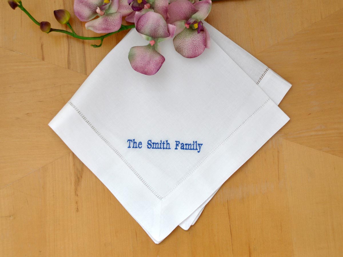 Set of 4 Personalized Line Of Your Choice Linen Napkins - Font H