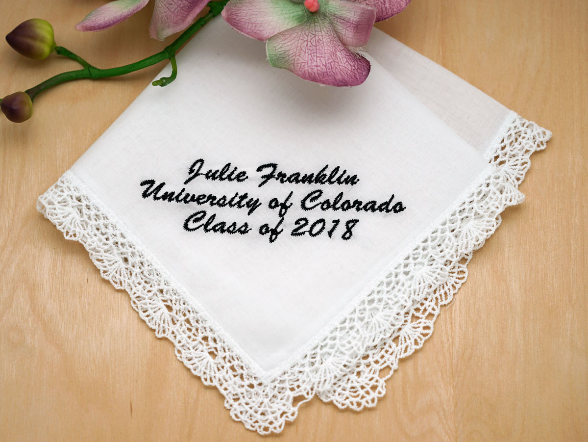 Personalized Up To 4 Lines Graduation Hankie - Font L
