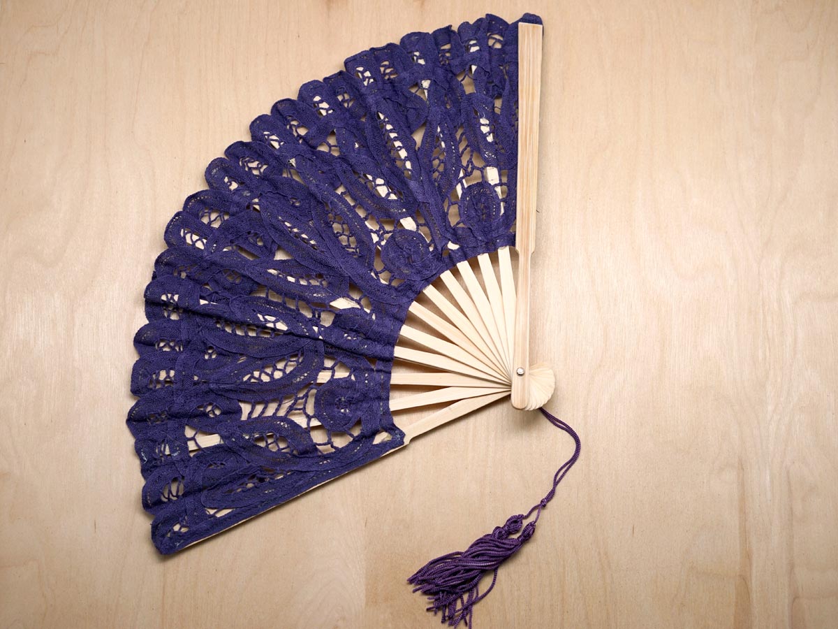 Purple Battenburg Lace Fan