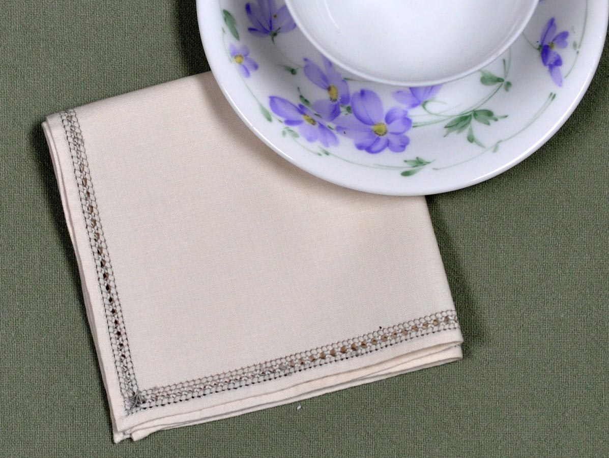 1 Dozen Ecru Drawnwork Tea Napkins