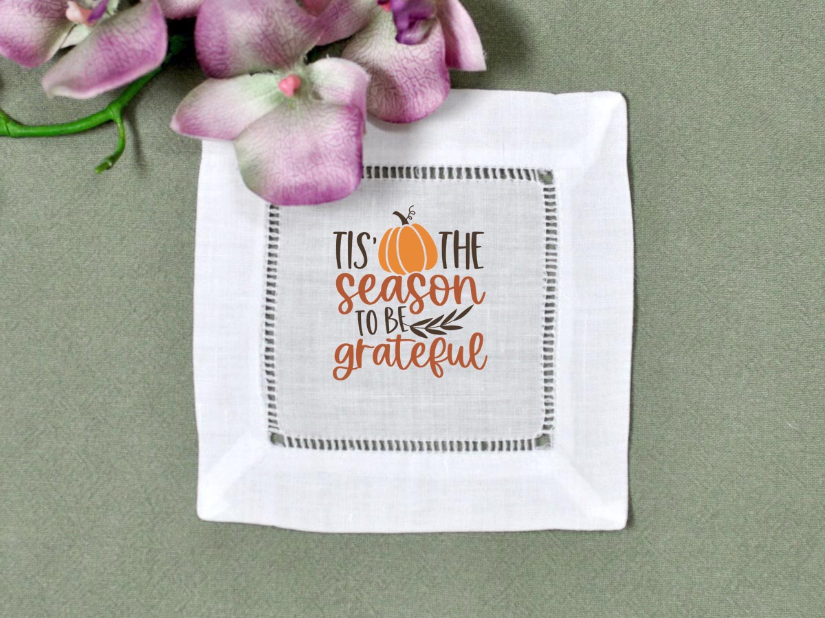 Set of 4 Tis The Season Linen Cocktail Napkins