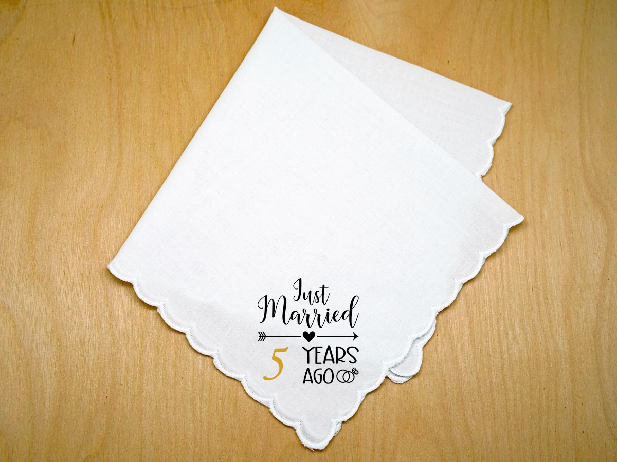 Just Married # Years Ago Customizable Anniversary Handkerchief