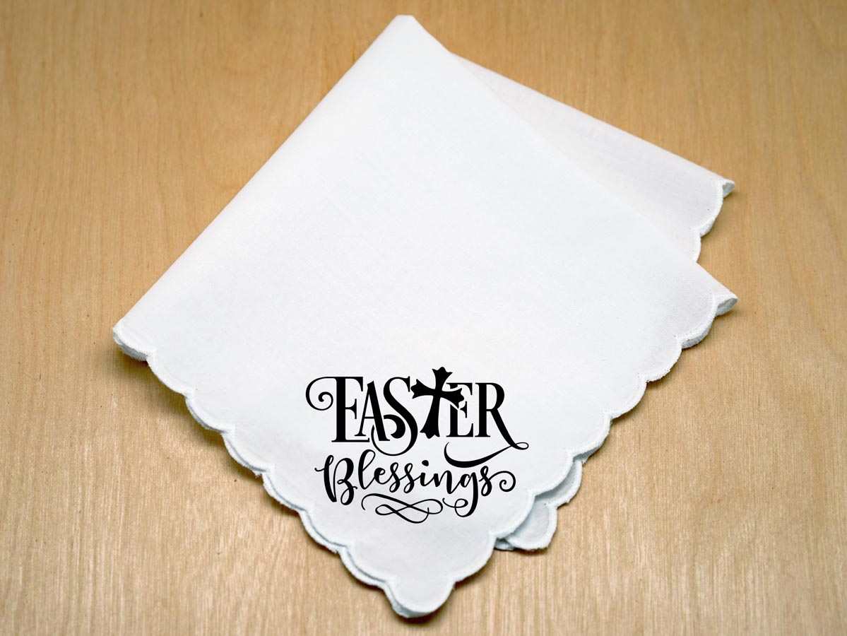 Easter Blessings With Cross Print Handkerchief