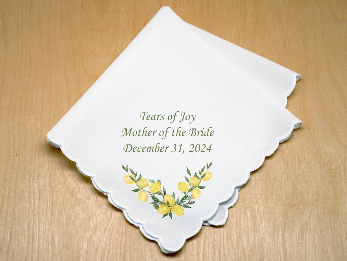 Custom 4 Line Message With Yellow Lemons Print Handkerchief