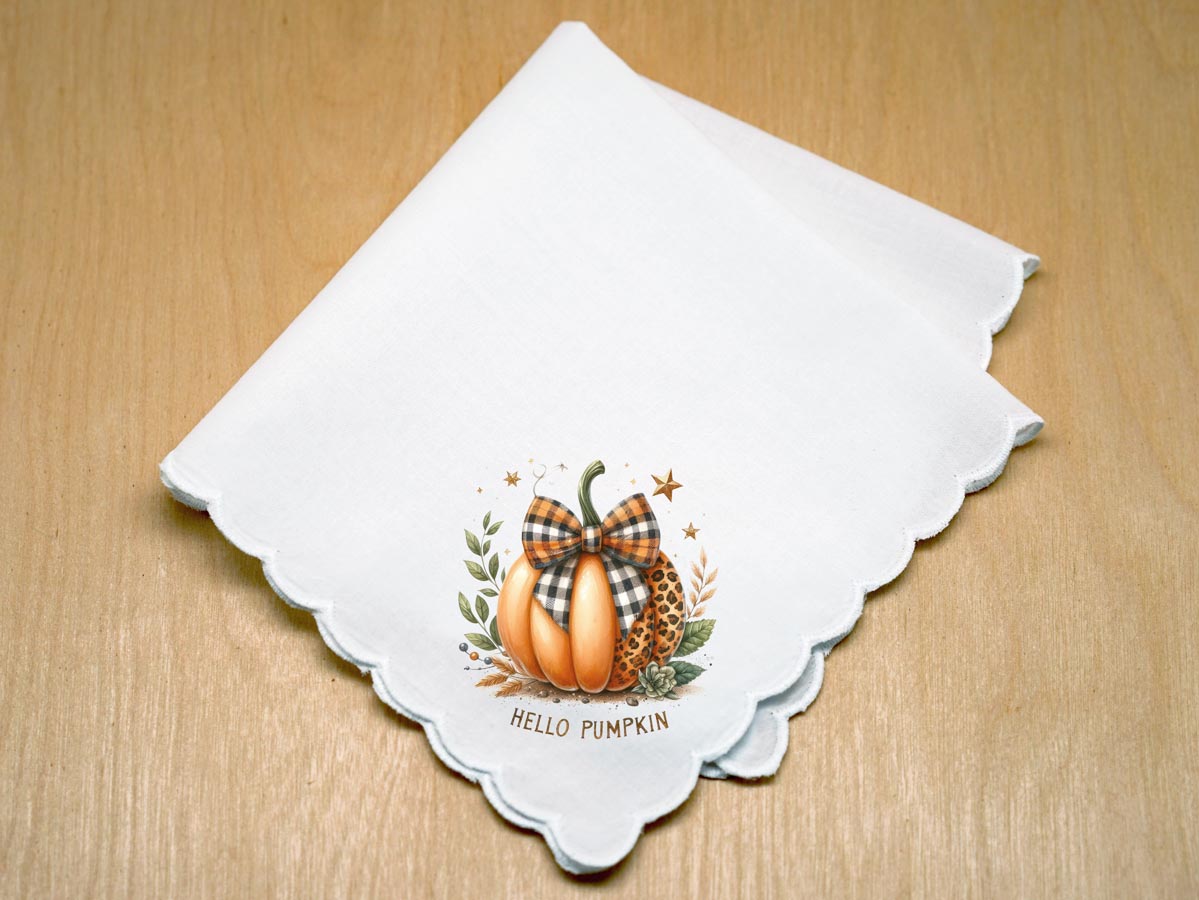 Hello Pumpkin & Plaid Print Handkerchief