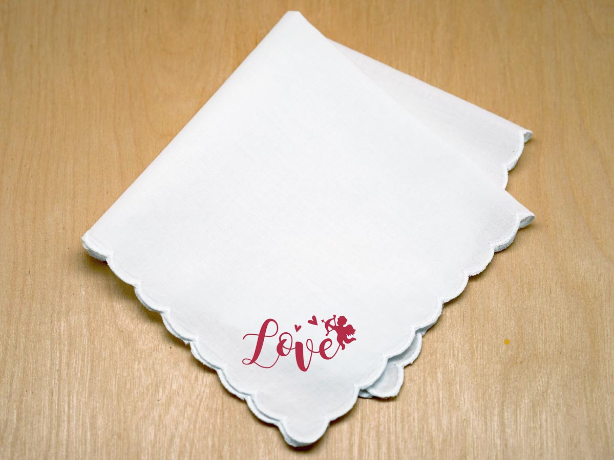 Romantic Cupid Love Print Handkerchief