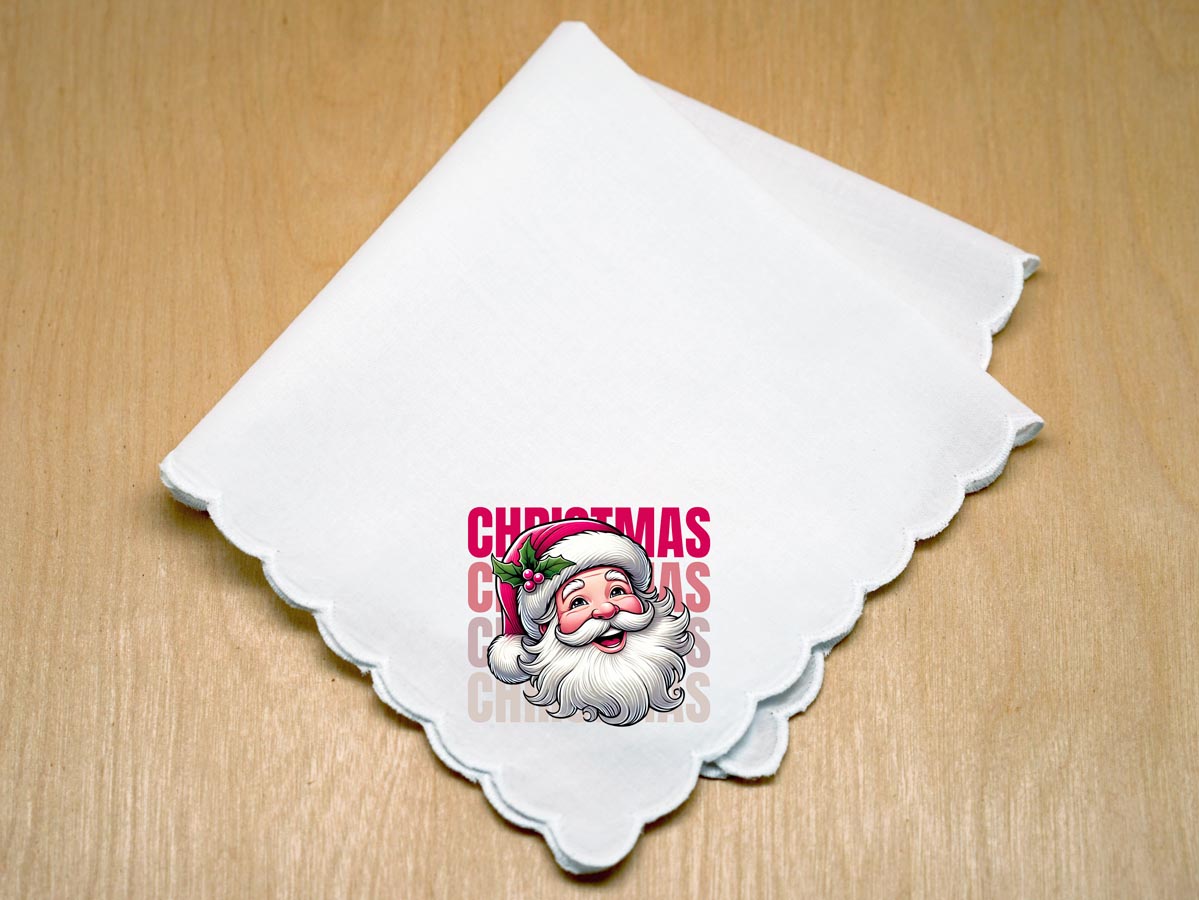 Retro Santa Christmas Print Handkerchief