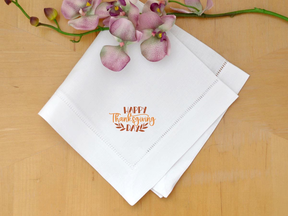 Set Of 4 Thanksgiving Day Celebration Linen Dinner Napkins