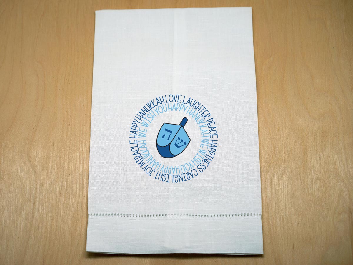 Hanukkah Dreidel Linen Hand Towel