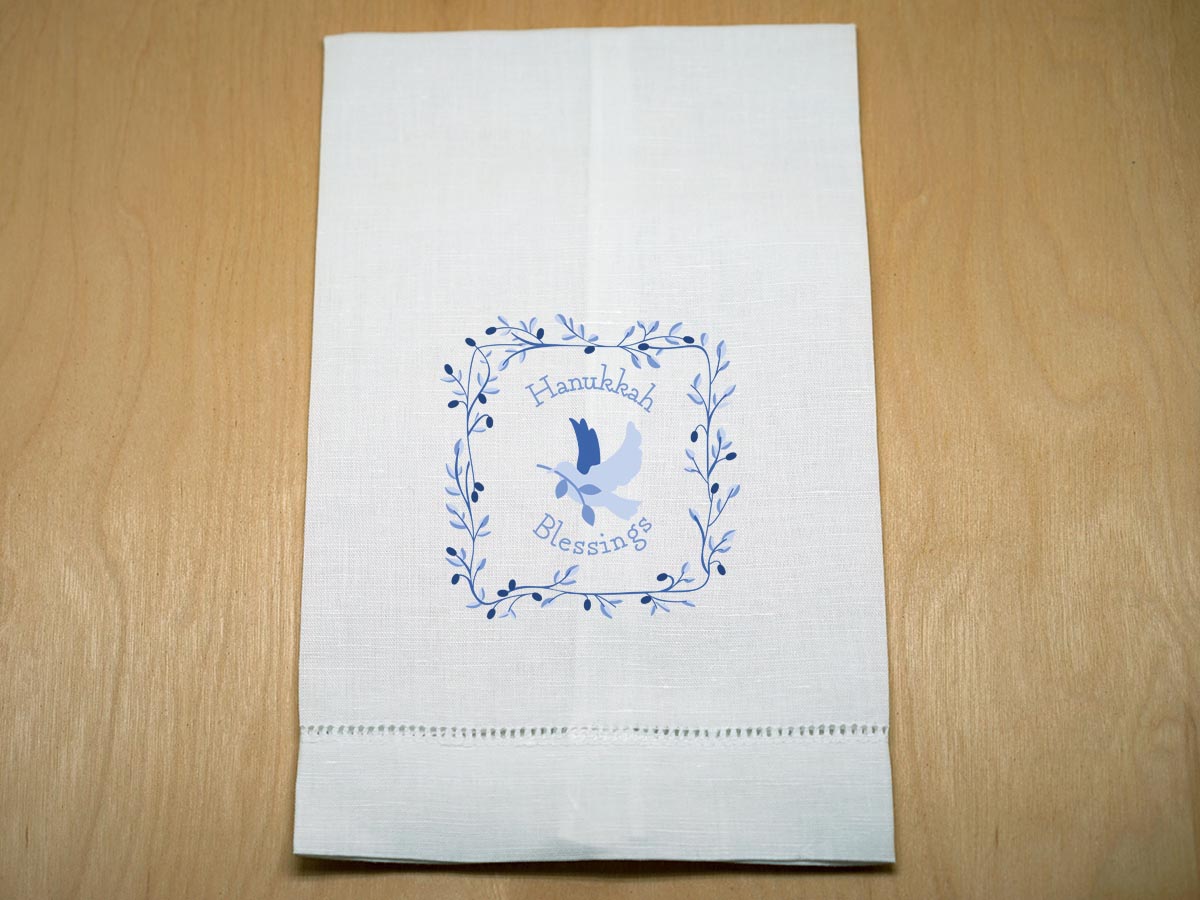 Blessings of Hanukkah Linen Guest Towel