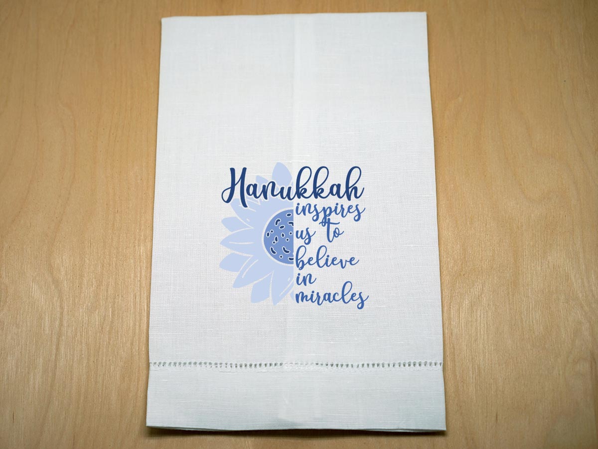 Miracles and Belief Hanukkah Linen Hand Towel